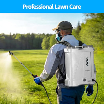 Battery Powered Backpack Sprayer 4 Gallon, 21V 2.6Ah Electric Sprayer - color: White