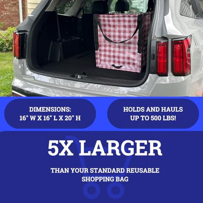 DURASACK Heavy Duty Storage Tote Bag 22-Gallon, Gingham Red, Pack of 4 - color: Gingham Red, size: Pack of 4