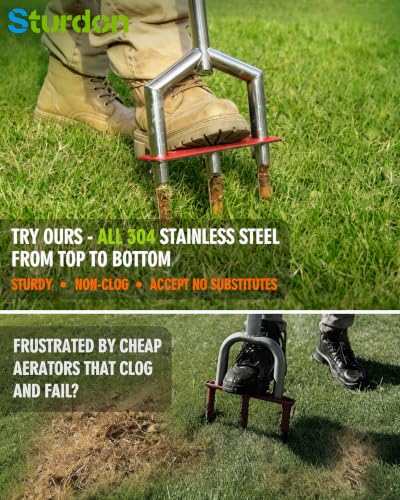 Manual Lawn Aerator - 42 Inch, 304 Stainless Steel Aerator Lawn Tool