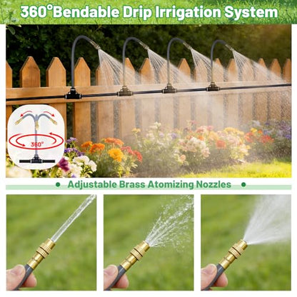 360° Adjustable 1/4" Drip Irrigation System Kits(No 1/4" Tubing) - size: 1/4" Misting System