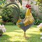 32 in Metal Rooster Statue, Farmhouse Yard & Garden Decor - color: 32"h-xl Rustic Yellow Rooster