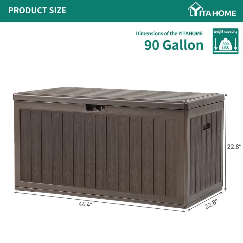 YITAHOME 90 Gallon Large Deck Box - color: Brown, size: 90 Gallon