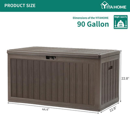 YITAHOME 90 Gallon Large Deck Box - color: Brown, size: 90 Gallon