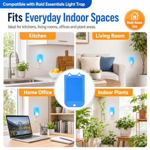 15 Pack Refill Cartridges Compatible with Raid Essentials Flying Insect Light Trap, Sticky Glue Board Refills, Fly Trap Replacement Cards for Gnats Fruit Flies Moths and Indoor Flying Insects
