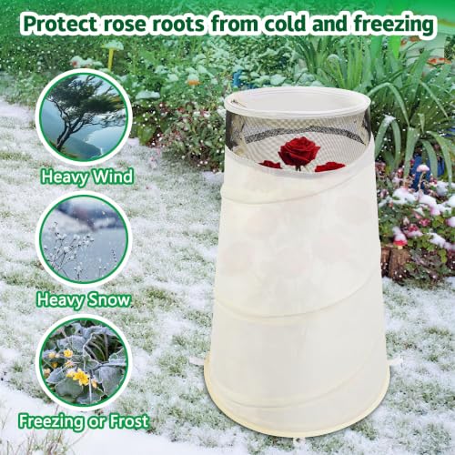 4Pcs Pop Up Rose Cones for Winter Protection, Rose Collars Protective Cover - color: White-4Pcs