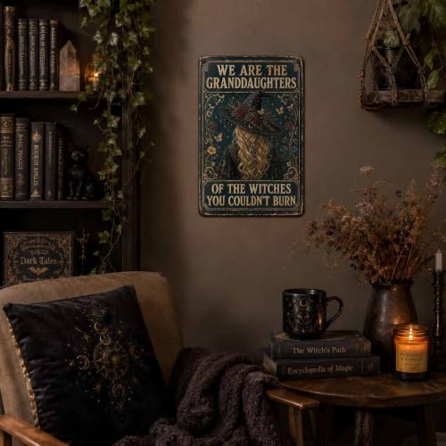 Halloween Metal Art Sign Granddaughters of Witches Wall Decor - color: 03A