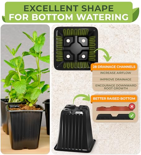 CARPATHEN Nursery Pots for Plants with Drainage Holes, 3.5 inch, 60 Pack