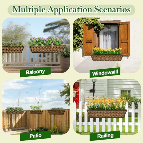 SPECILITE 30" Adjustable Metal Window Railing Planters Boxes, 4 Pack - size: 30in, style: 4Packs