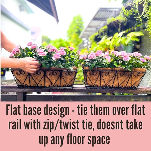 LaLaGreen Wall Planters for Plants (16 in, 4 Pack) Black Metal Flower Box - size: 16" (41cm)x4 Pack