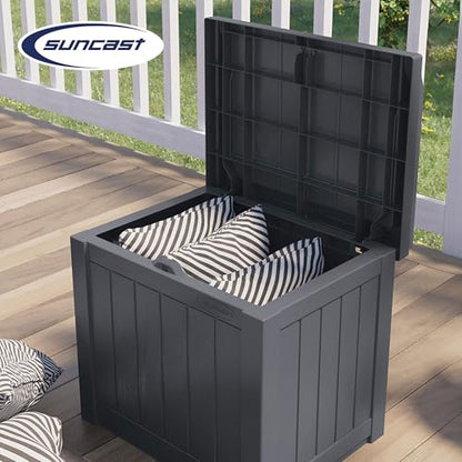 Suncast 2 Pack Small Deck Box Storage w/Bench Seat for Indoor & Outdoor Use, 22 Gal., Cyberspace