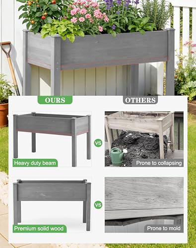 Raised Garden Bed with Legs, 48×24×30 Cedar Wood Elevated Planter Box - size: 48x24x30in (1 Unit)