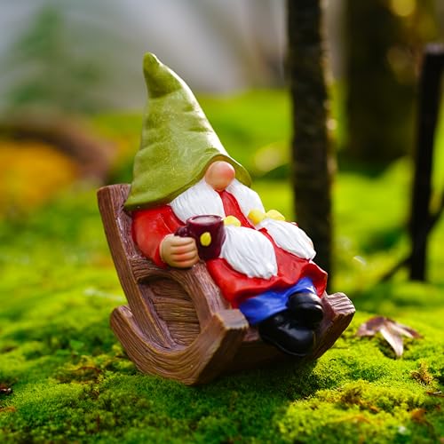 Drinking Coffee Faceless Garden Female Gnome Statue Decoration 6.5" Figurine Ornament for Indoor Outdoor Home Patio Yard Lawn - style: Female Garden Gnome