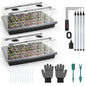 Mulctun 120-Cell Seed Starter Tray with Grow Light, Seedling Starter Trays with 4.08" Humidity Dome, Self-Watering Plant Germination Trays,Seed Starter Kit for Seeds Growing (Black) - size: 2 Pcs