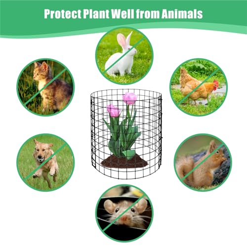 Eunika 18 Pcs Round Plant Protector from Animals, 6 Pack 12" x 12" - color: Black-18pcs