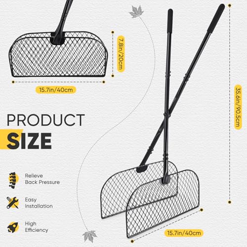 AugFir Leaf Grabber Rake, Long Handle Metal Leaf Picker Upper, Efficient and Labor-Saving Yard Rake Leaves Grabber for Garden Cleaning No Bending Over