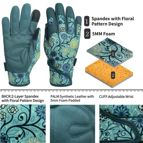Cute Pattern Gardening Gloves,Thornproof Garden Glove,Gardener Gift - color: 1 Pair Per Pack-lake-blue, size: Medium