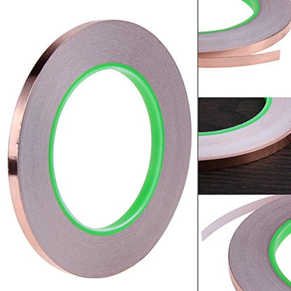 Oubaka 4 Pack Copper Foil Tape,Copper Tape Double-Sided Conductive with Adhesive for EMI Shielding,Paper Circuits, Electrical Repairs, Grounding(1/4inch)