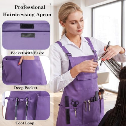 Nanxson Apron with Pockets Cross Back Apron for Hair Stylist Gardening - color: Purple