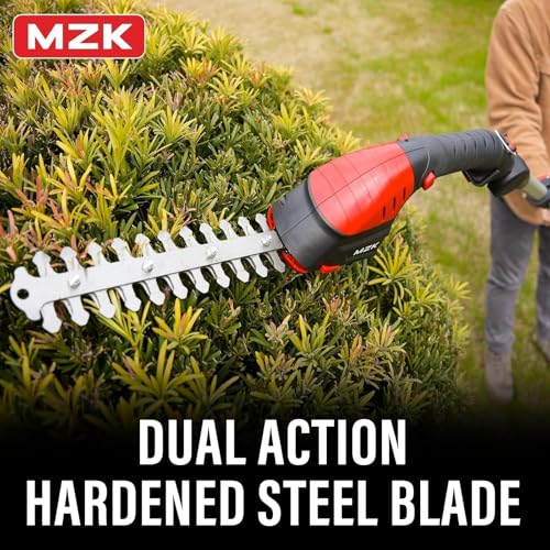 MZK 2-in-1 20V Pole Mini Hedge Trimmer & Grass Shear, 13ft Reach, Electric Hedge Trimmer with Extension Pole, Multi-Angle (1 Battery and Charger Included) (13FT)