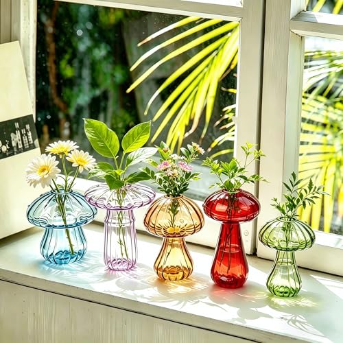 Mushroom Glass Propagation Station for Plants: Set of 5