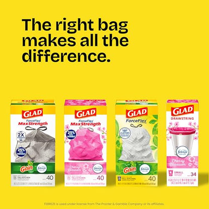 Glad Large 30 Gallon Trash Bags, Clorox Mountain Air Heavy Duty Garbage Bags, Forceflex with Drawstring, 25 Count (Packaging May Vary) - size: 25 Count (Pack of 1)