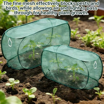 2 Pack Pop Up Garden Row Cover, 39x18x16 for Raised Beds - color: Green