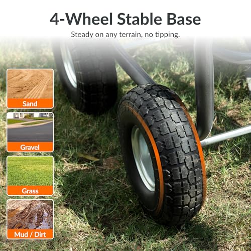 Giraffe Tools Garden Hose Reel Cart with Wheels,250FT 5/8" Hose Capacity