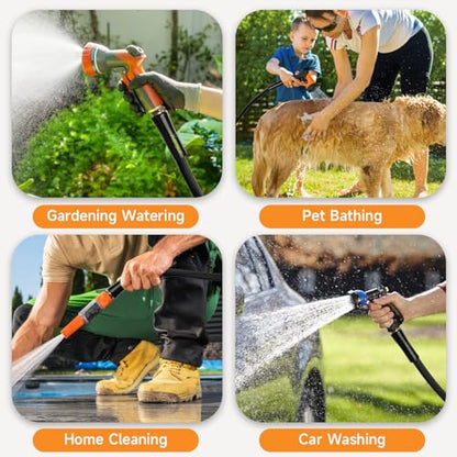 Garden Hose 25Ft, Flexible Lightweight Water Hose, Brass Fittings, Black - size: 25FT