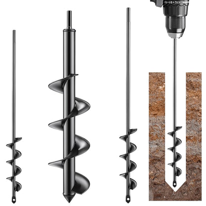 Garden Auger Drill Bit Set, 3 Pack, Fits 3/8" Hex Drill - size: 3pcs