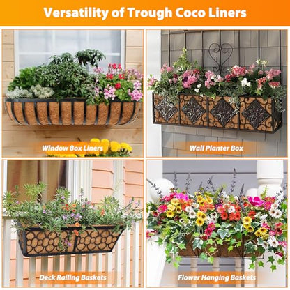 Legigo 2 Pack Rectangle Coco Liners for Planters- 48 Inch Window Box Liners - size: 48 Inch