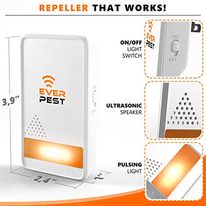 Ultrasonic Pest Control Repeller Plug in 2 Pack Repellent - Get Rid of Mosquito, Mice, Cockroach Spider Bed Bug Squirrel Fly Wasp Ant Mice Indoor, Outdoor, Patio Home Roach Infestation