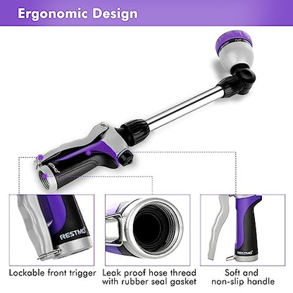 RESTMO Heavy Duty Metal Hose Wand, Watering Wand for Garden Hose - color: Purple