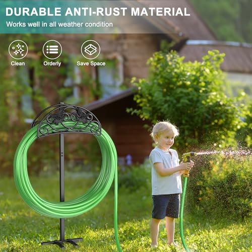Keten Garden Hose Holder, Detachable Metal, Heavy Duty Freestanding Outside