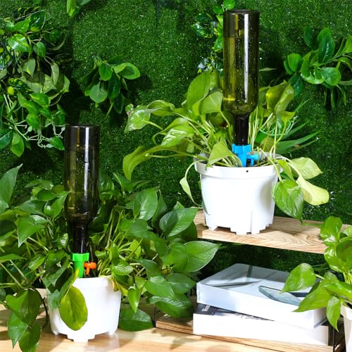 8 Set Plant Watering Devices with Self Spikes and Plastic Bottles, Green - size: Green
