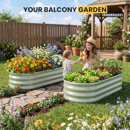 Galvanized Raised Garden Bed Outdoor, 4x2x1FT Planter Box, PeaGreen - color: Pea Green, size: 4x2x1ft (1 PC)