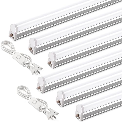 Barrina T5 4FT LED Shop Light, 2 Pcs Power Cords 6500K 2200lm 20W, 6 Pack - color: 6500k Super Bright White, size: 4 Feet-2 Power Cords