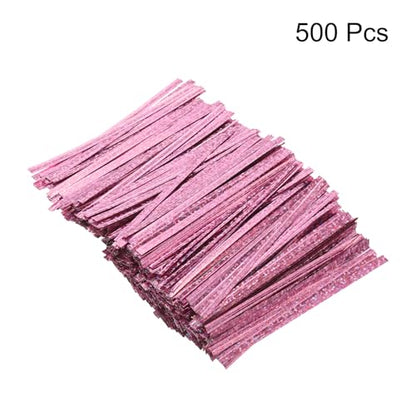 HARFINGTON 500pcs Bag Twist Ties 4" Reusable Plastic Twist Ties Wire Cable Ties for Party Bread Candy Cake, Pink - color: Pink
