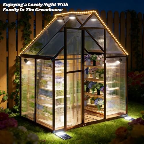 6x4FT Outdoor Greenhouse with Roof Vent, Charcoal Black - color: Charcoal Black, size: 6×4FT