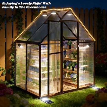6x4FT Outdoor Greenhouse with Roof Vent, Charcoal Black - color: Charcoal Black, size: 6×4FT