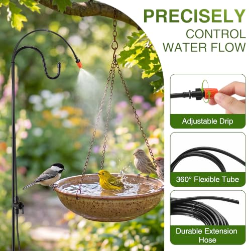 Saillong 36 Ft Bird Bath Dripper Kit, Outdoor Sprinkler System, Spray Head - size: 33 ft Water Pipe, style: Spray