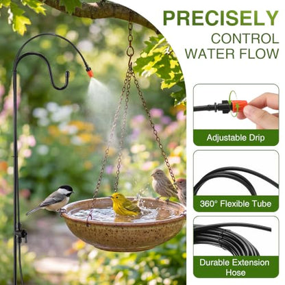 Saillong 36 Ft Bird Bath Dripper Kit, Outdoor Sprinkler System, Spray Head - size: 33 ft Water Pipe, style: Spray