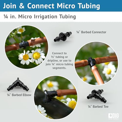 DIG B38100PB 100’ ¼” Polyethylene Tubing (.170 ID x .250 OD) | Blank Tubing for Drip Irrigation | Durable, UV-Resistant Feeder Line for Gardens, Landscaping, Irrigation Projects (Brown)