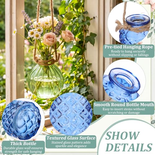 6 Pcs Stained Glass Hanging Propagation Vases, Saturation - color: High Saturation Colorful Series