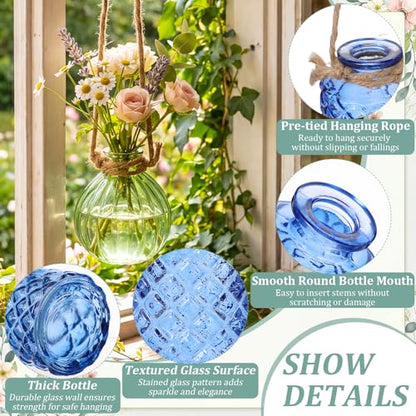 6 Pcs Stained Glass Hanging Propagation Vases, Saturation - color: High Saturation Colorful Series