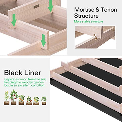 VIVOSUN 5-Tier Wooden Raised Garden Bed, Outdoor Planter Box 42x42x14 - size: 42 x 42 x 14 Inches (5-Tier)