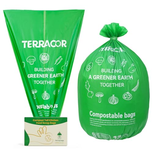 13 Gallon Compostable Trash Bags,50 Count, Heavy Duty Tall Kitchen Food Scrap Waste Bag,Certified BPI and ASTM D6400 Standard - color: 13Gal-50Bags