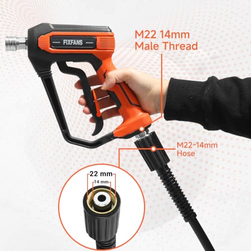 FIXFANS Pressure Washer Gun and Hose Kit, 50FT Power Wash Hose, M22 Fitting - size: 50 FT