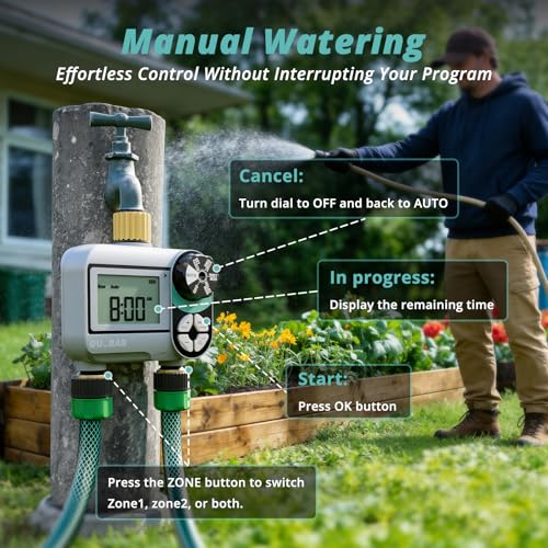 QUOBAS Brass Sprinkler Timer, 2 Pack Water Hose Timer for Garden Hose - size: Interval Program 2 Zone