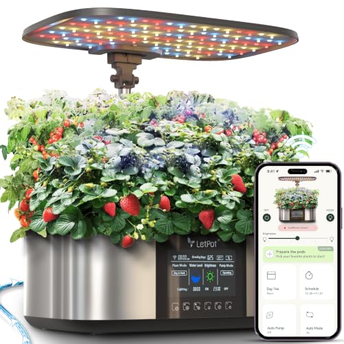 LETPOT LPH-Max 21-Pod Hydroponic Growing System Kits, Smart Indoor Garden with APP & WiFi Control, Auto Watering & Nutrient Supply, 36W Full Spectrum LED Grow Light, 7.5L Tank, Up to 30" Height - size: 21 Pods