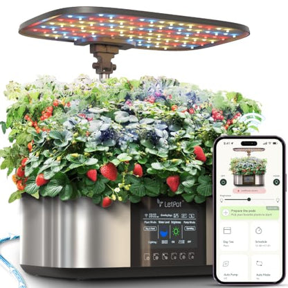 LETPOT LPH-Max 21-Pod Hydroponic Growing System Kits, Smart Indoor Garden with APP & WiFi Control, Auto Watering & Nutrient Supply, 36W Full Spectrum LED Grow Light, 7.5L Tank, Up to 30" Height - size: 21 Pods